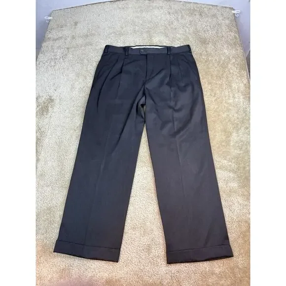 Perry Ellis Portfolio Men’s Dress Pants 36 x 29 Classic Fit Black Pleated A262