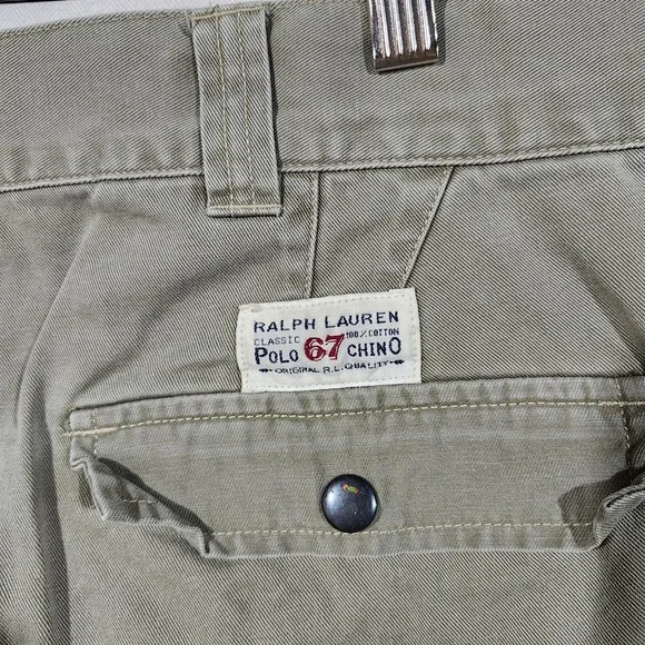 Polo Ralph Lauren Classic Polo 67 Chino Cargo Pants Khaki Tan Mens 52x32 Cotton