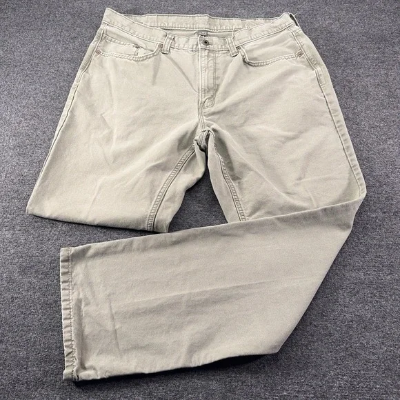 Eddie Bauer Mens Sage Green Cotton Canvas Straight Leg Pants 36x32 D1753291