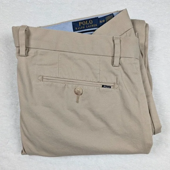 Polo Ralph Lauren Pants‎ Mens 35x30 Beige Stretch Straight Fit Chino Casual
