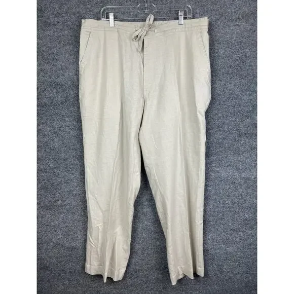 Men's Havanera Classic-Fit Linen-Blend Drawstring Pants in Stone/Natural, XL/TG‎