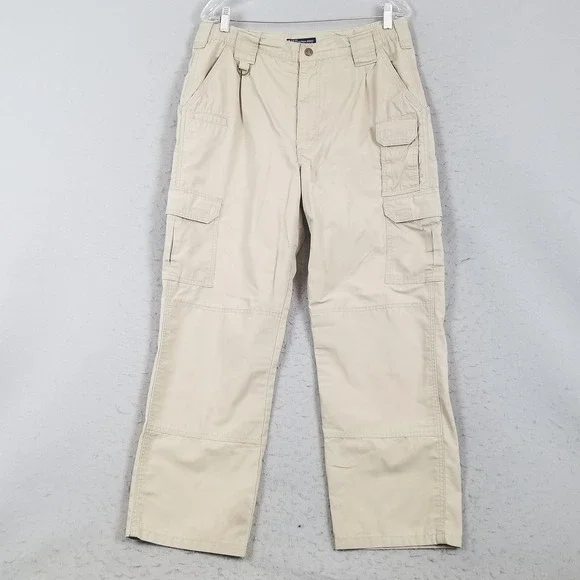 5.11 Tactical Pants Mens 34x36 Beige Cargo Ripstop Elastic Waist Outdoor Hiking