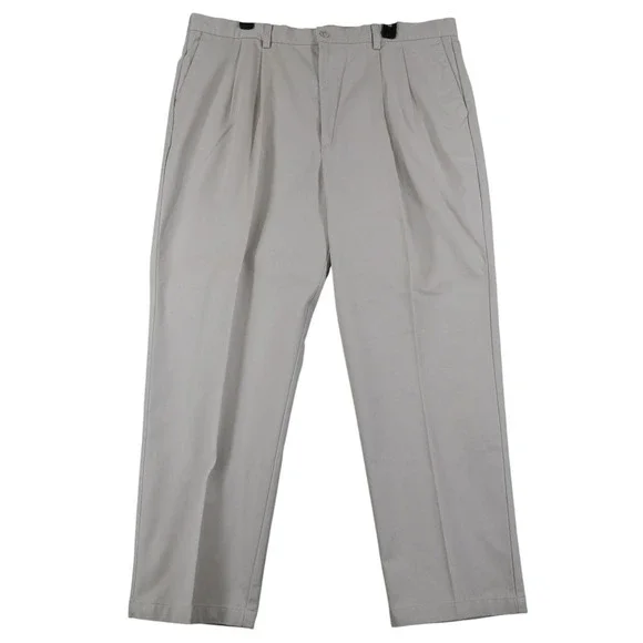 Dockers Recode Pleated Khaki Pants Mens 42x30 Beige Cotton Twill Business Casual