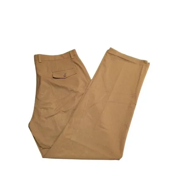 Haggar Pants Tan/ Brown Plain Weave (raw hem) Men's 38x32