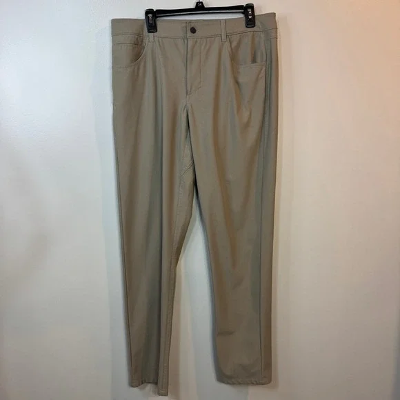 johnnie-O Prep Performance Mens Khaki Stretch Pants 35x32 Flat Front Casual Golf