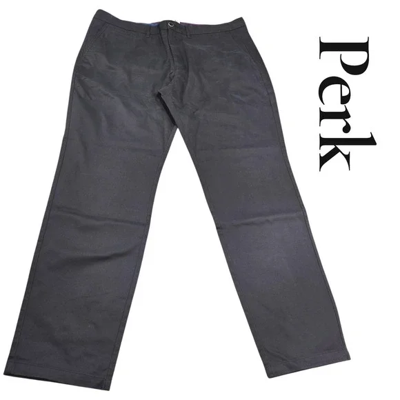 Perk Chino Pants‎ 40/32 Charcoal Grey Cotton Stretch Slim Fit Feel Good Chinos