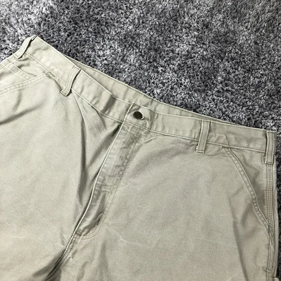 Carhartt Pants Mens 42x34 Beige Canvas Dungaree Fit Carpenter Workwear B11 DES‎