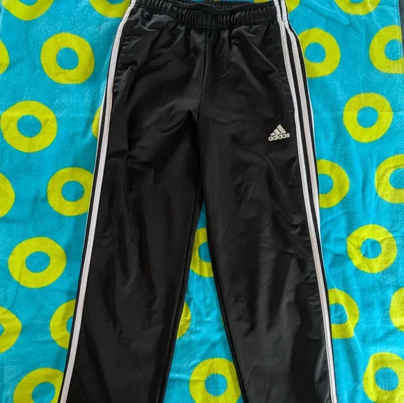 Adidas Black Track Pants with White Stripes‎