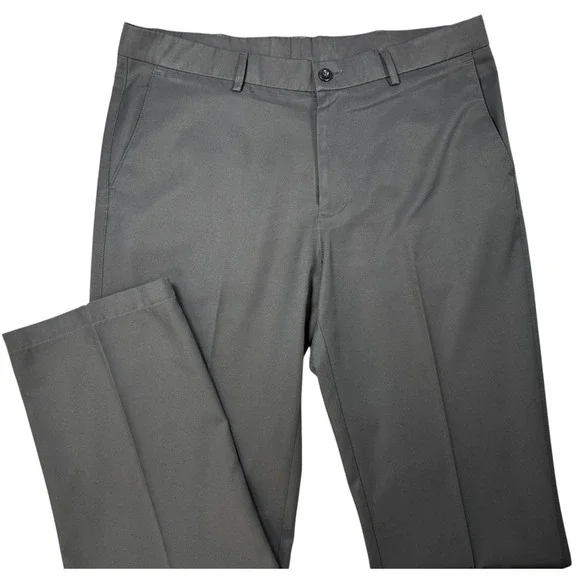 HAGGAR Dress Pants Black Straight Fit Flat‎ Front Men's Size 36x32