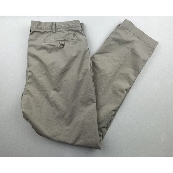 Polo Ralph Lauren Chino Pants Sz 38x30 Beige Flat Front‎ Stretch Straight Fit