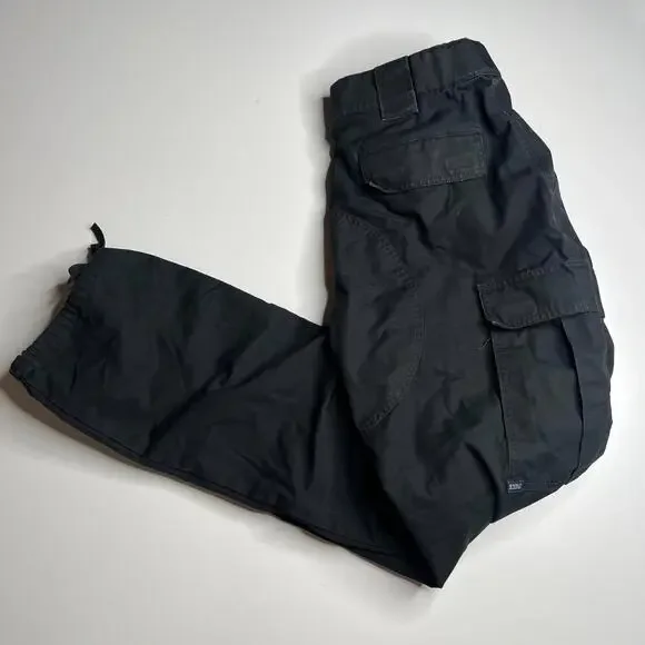 5.11 Tactical Cargo‎ Pants Black Men’s Large Ripstop Nylon Drawstring Hem Work