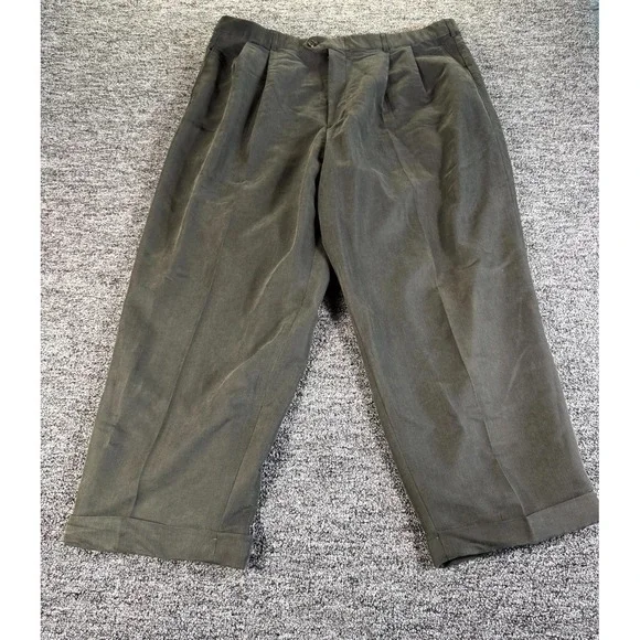 Perry Ellis Portfolio Crop Pants Men 40x29 Gray Pleated Front Classic Cuffed Hem
