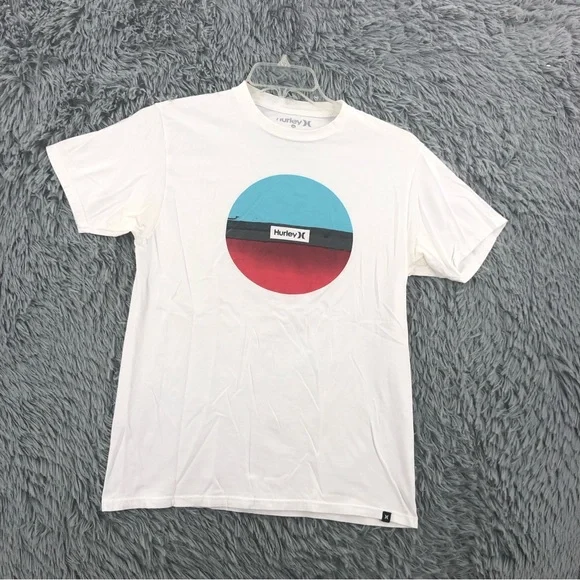 Hurley Tshirt Mens Medium Spellout Logo White Shirt