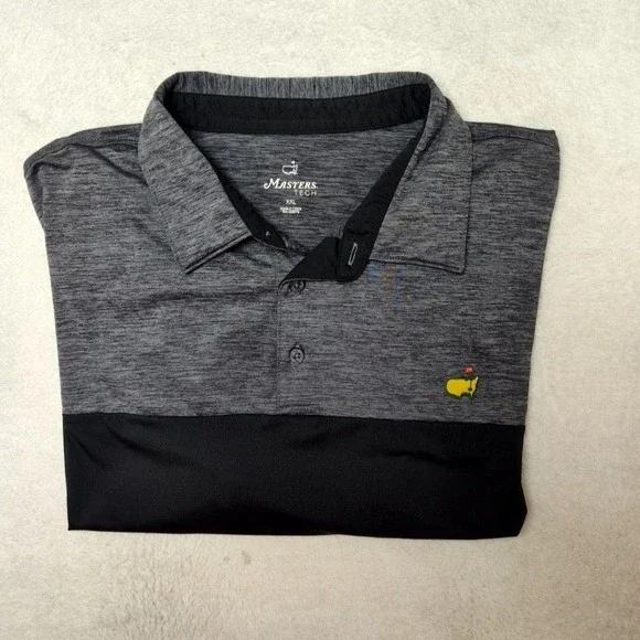Masters Tech Polo Shirt Mens 2XL Black Colorblock Golf Performance Stretch Work