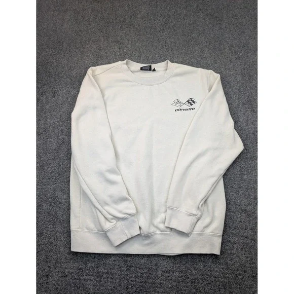 Corvette Sweatshirt Mens Large White 1974 Corvette Ad Graphic Pullover Chemistry