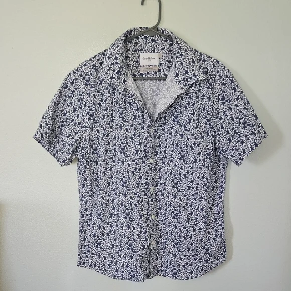 Goodfellow Blue Floral Button Down Shirt Size Large