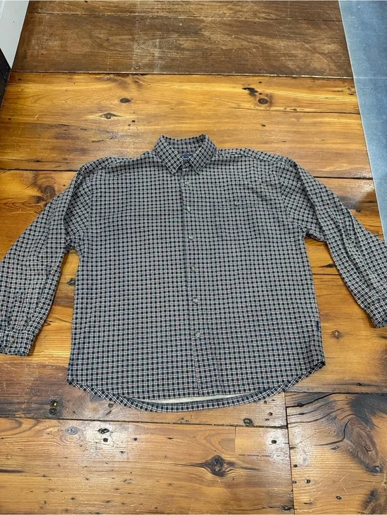 Bowen & Wright Plaid Long-Sleeve Button-Up Shirt - Brown/Red/Green Size Large