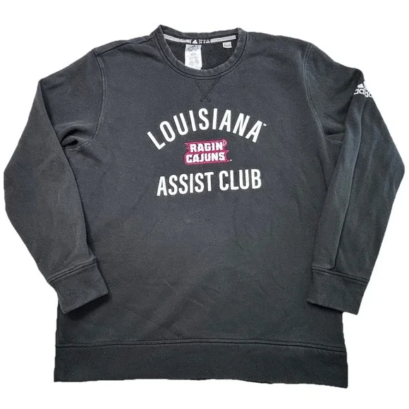 Adidas Louisiana Ragin Cajuns Assist Club Crewneck Sweatshirt XL Black‎ NCAA