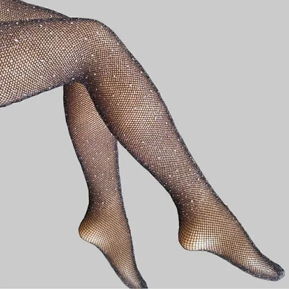 Diamond shimmering multicolored rhinestones pantyhose stocking tights
