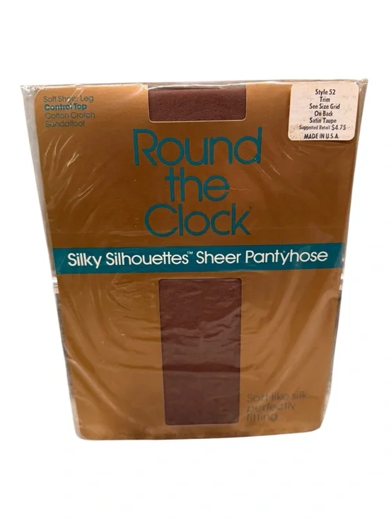 Round The Clock Control Top Silky Sheer Pantyhose Size Trim B Satin Taupe