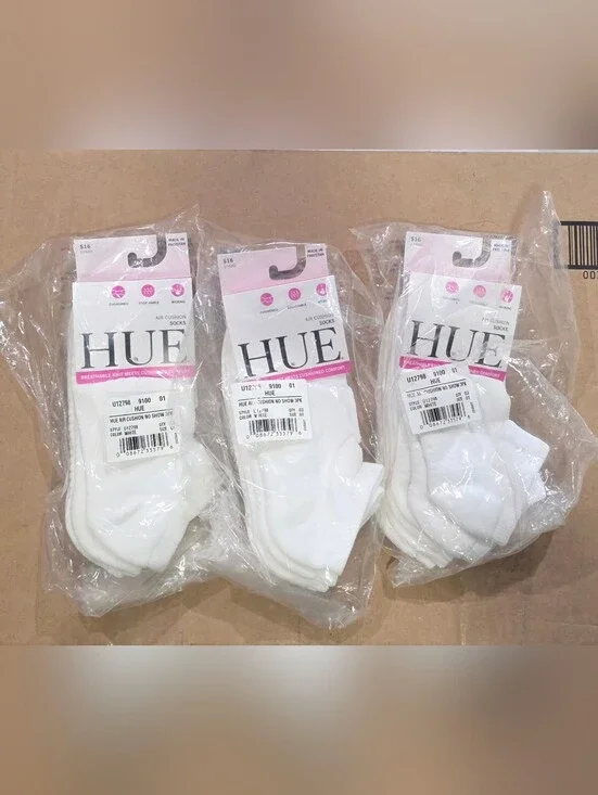 NWT HUE 9 Pairs Air Cushion White No Show‎ Women's socks
