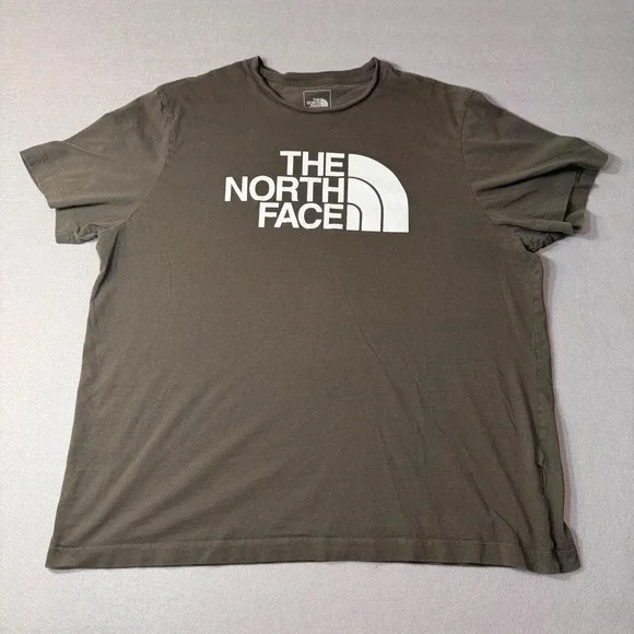 The North Face Logo Cotton Blend T Shirt Mens‎ XL Olive Green Outdoor Tee