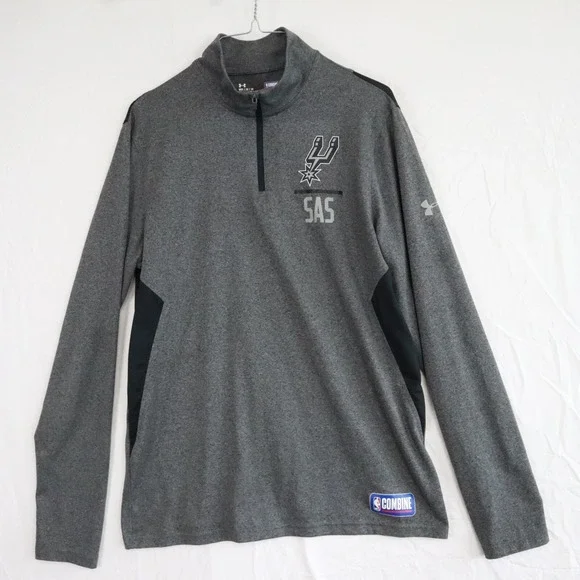 San Antonio Spurs 1/4 Zip Pullover Mens‎ Medium Under Armour NBA Combine Fitted