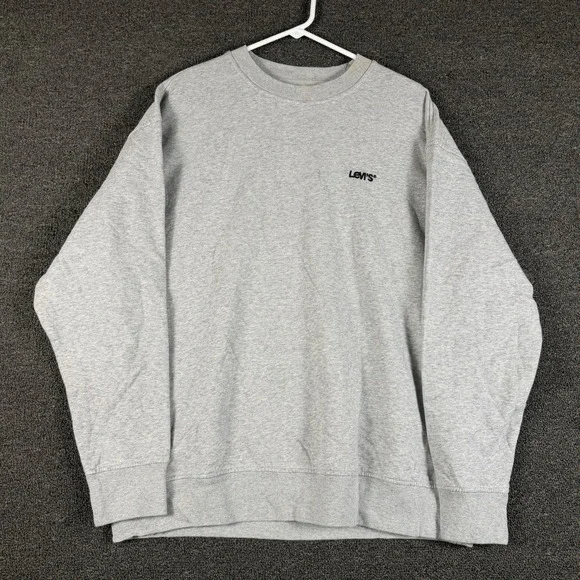 Levis Mens Relaxed Fit Crewneck Sweatshirt Grey Embroidered Logo Size L