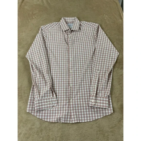 Mizzen+Main Leeward Trim Fit mens size Large Red plaid Button Up long sleeve EUC