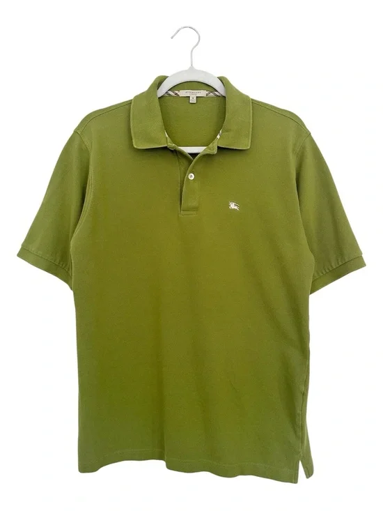Burberry London Men’s Olive Green Embroidered Knight Polo Shirt Size Med