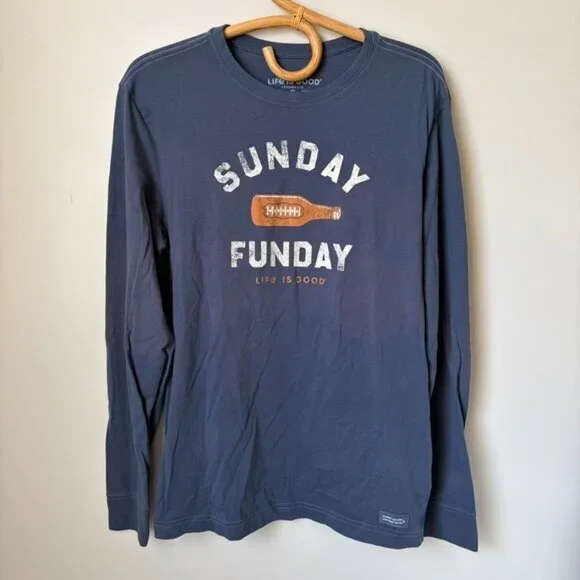 Life Is Good Sunday Funday Football Crusher-Lite Long Sleeve T-shirt Men's Small