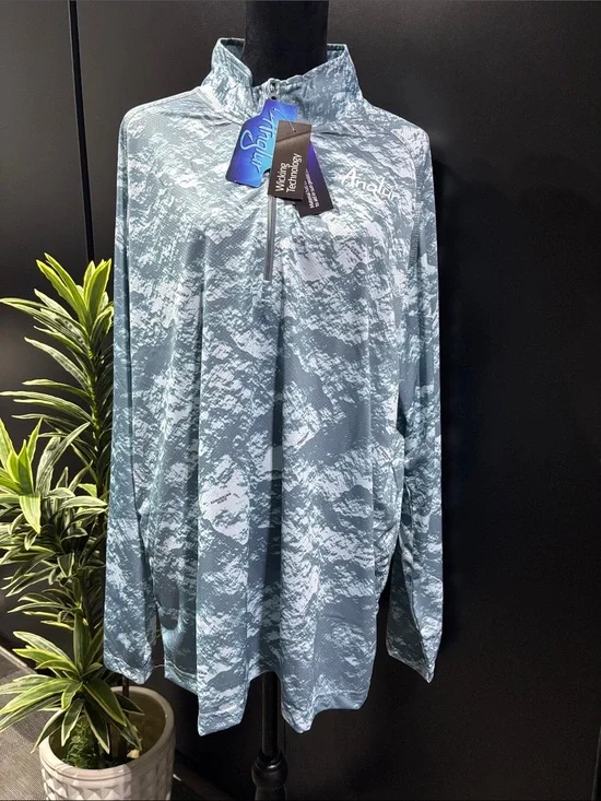 Anglur Phathom UPF treated Sun Protect,1/4 zip moisture wick,logo chest,fishing