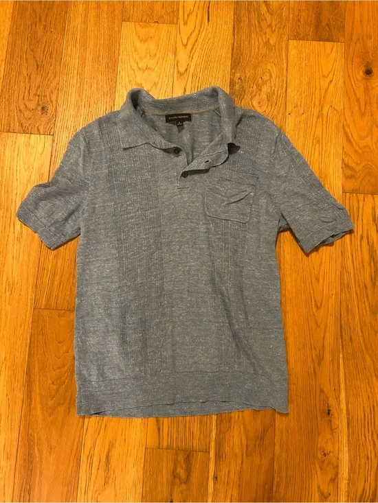 Banana Republic Heather Blue Sweater Short-Sleeve Polo