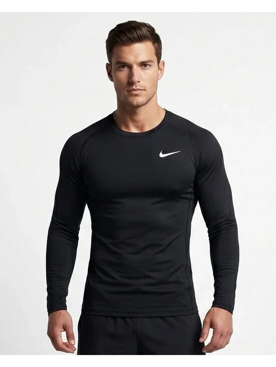 Nike Dri-FIT Men’s Small Long Sleeve Athletic Shirt Black Running Gym S