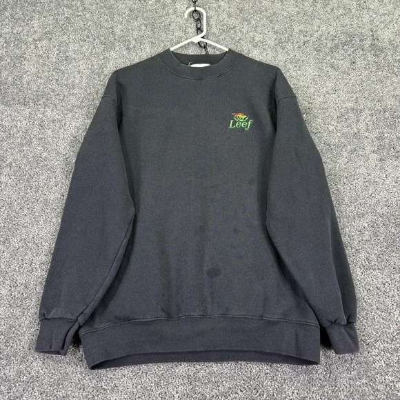 Lee Sweatshirt Mens Large Gray Heavyweight Fleece Pullover Leef Logo Crew Neck