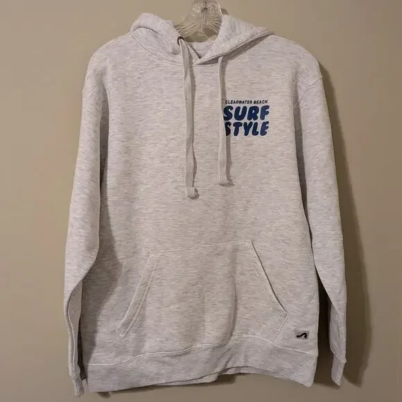 Surf Style Clearwater Est, 1989 Beach Grey White Pullover Hoodie