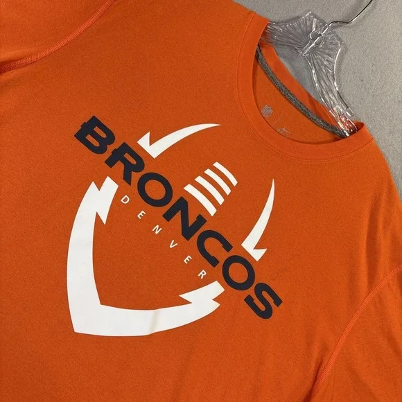 NFL Nike Dri Fit Denver‎ Broncos Mens Shirt XLarge Short Sleeve Football Orange