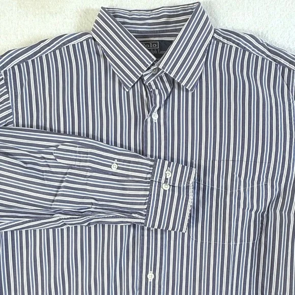 Polo Ralph Lauren Button Down Mens 16.5 34/35 Curham Striped Blues