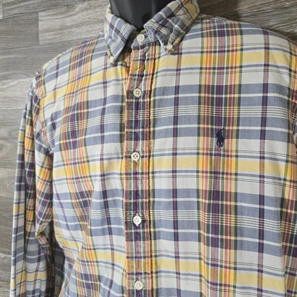 Ralph Lauren Men's Plaid Button Down Shirt LG Yellow Blue‎ Purple Casual