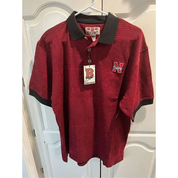 NWT Vintage Polo Shirt Boa Resort Sportswear Nebraska Cornhuskers Mens Medium