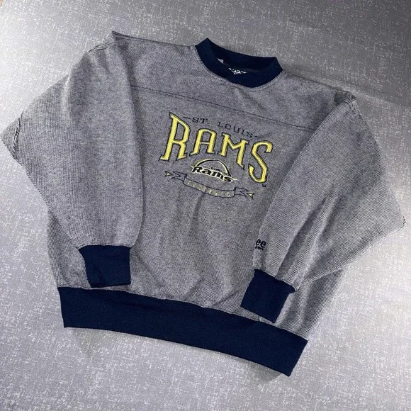 Vintage St Louis Rams Sweatshirt Mens Large Gray NFL Football Lee Sport