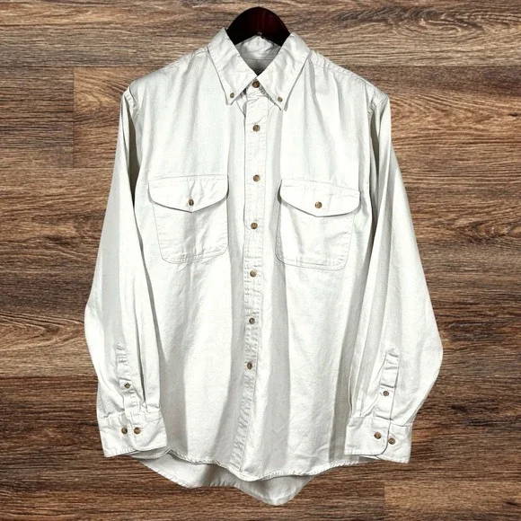 Vintage Red Head Canvas Work Shirt Mens L 100% Cotton Long Sleeve Button Down