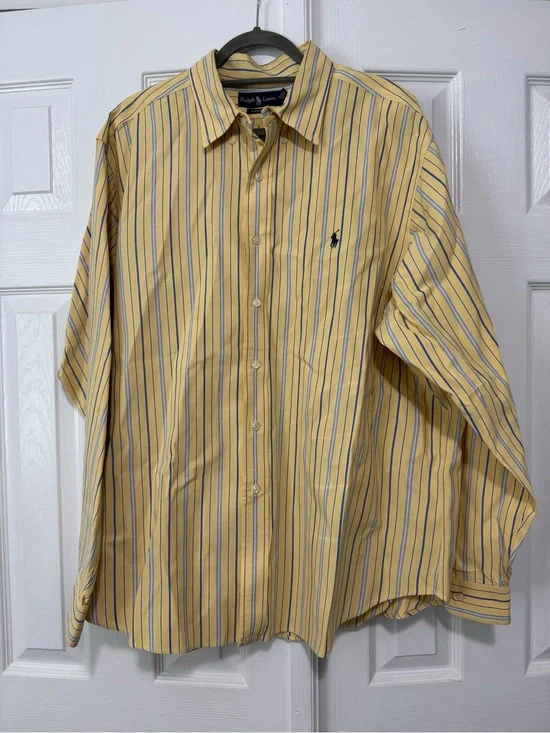 Ralph Lauren Yellow Striped Button-Up Shirt