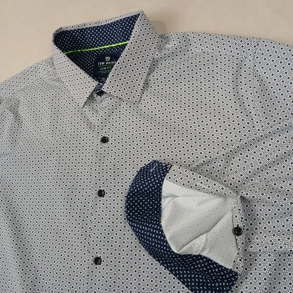 Tom‎ Baine 4XL 20-20.5 Mens Shirt Performance 4 Way Stretch Flip Cuff Geometric