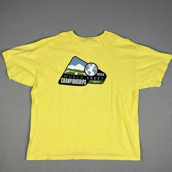 World‎ Skeet Shooting Championship T Shirt Mens 2XL 2011 NSSA Yellow Crewneck