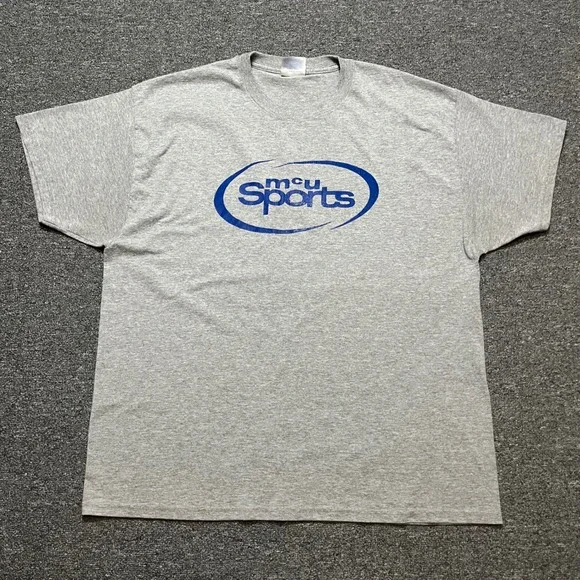 Hanes MCU Sports T Shirt‎ Gray Adult XL Heavyweight Cotton Blend Graphic Tee