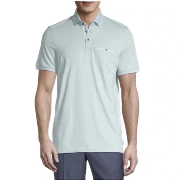 Ted Baker Men's Tortilla Tipped Polo‎ Pale Blue XXL Short Sleeves Preppy Casual