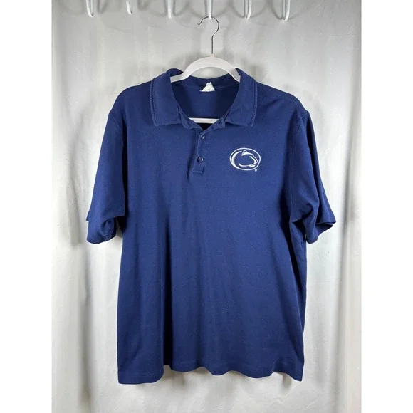 Mens Navy Blue Penn State Nittany Lions Polo Shirt Size XL‎ Embroidered Logo