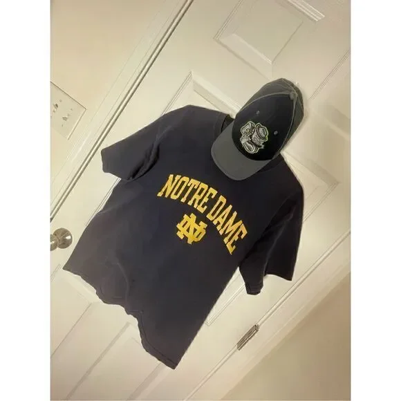 Notre Dame men’s navy t-shirt and baseball hat size large