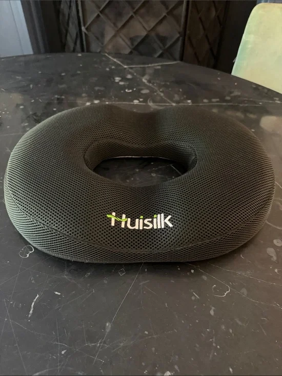 Huisilk Embroidered Black Mesh Donut Pillow